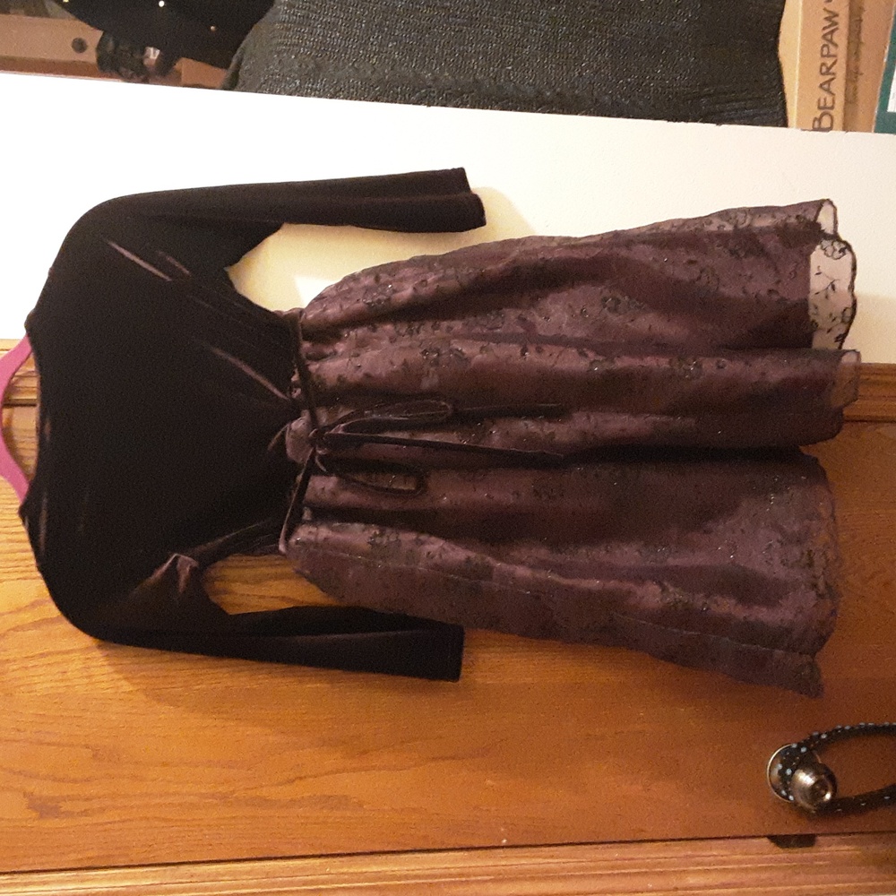 Speechless Jcpenney Velour Lace Flocked Ballgrown Bow Kids 8 Dress Purple - Picture 6 of 6